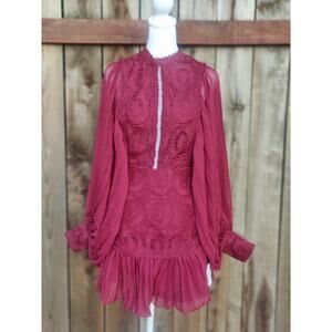 ASOS DESIGN Burgundy Lace Mini Dress Perfect for Valentines Day Romantic Size 4